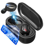 Beyoxfath Drahtlose Kopfhörer - Ein-Tasten-Steuerung TWS Bluetooth 5.0 Ohrhörer Ohrhörer Ohrhörer Schwarz