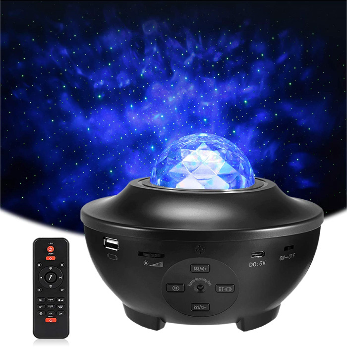 Projektor Star z pilotem - Lampa stołowa Bluetooth Starry Sky Music Mood Czarna