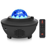 Stuff Certified® Projektor Star z pilotem - Lampa stołowa Bluetooth Starry Sky Music Mood Czarna