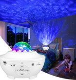 Stuff Certified® Proiettore stellare con telecomando - Lampada da tavolo Bluetooth Starry Sky Music Mood Lamp Bianco