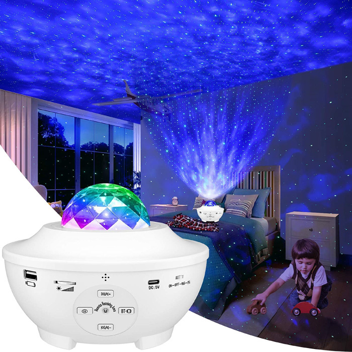 Proiettore stellare con telecomando - Lampada da tavolo Bluetooth Starry Sky Music Mood Lamp Bianco