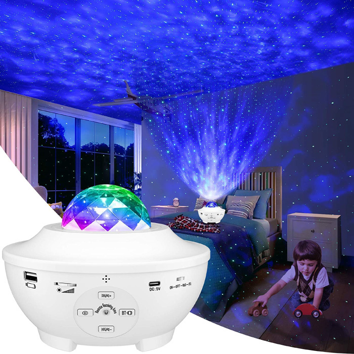Projektor Gwiazda z Pilotem - Lampa Bluetooth Starry Sky Music Mood Lampa stołowa Biała