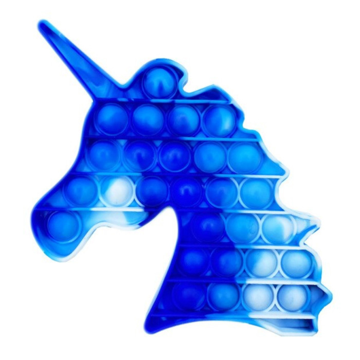 Pop It - Washed Fidget Anti Stress Spielzeug Blase Spielzeug Silikon Einhorn Blau-Weiß