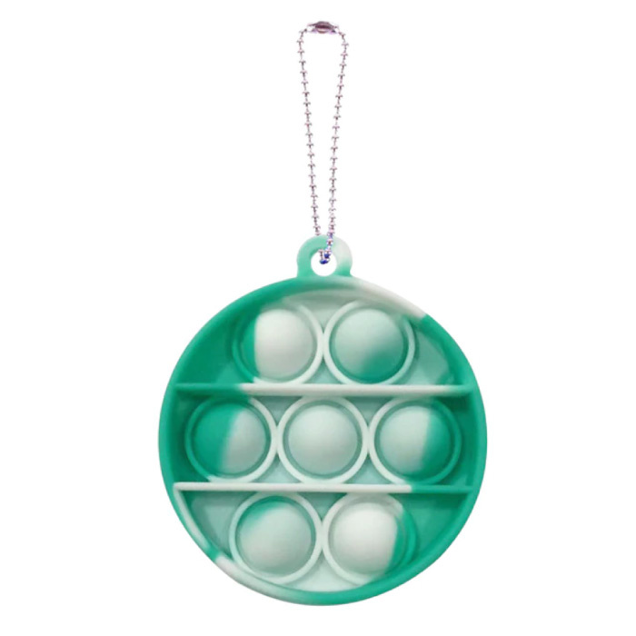 Stuff Certified® Pop It - Jouet anti-stress lavé Fidget Bubble Toy Silicone Rond Vert-Blanc