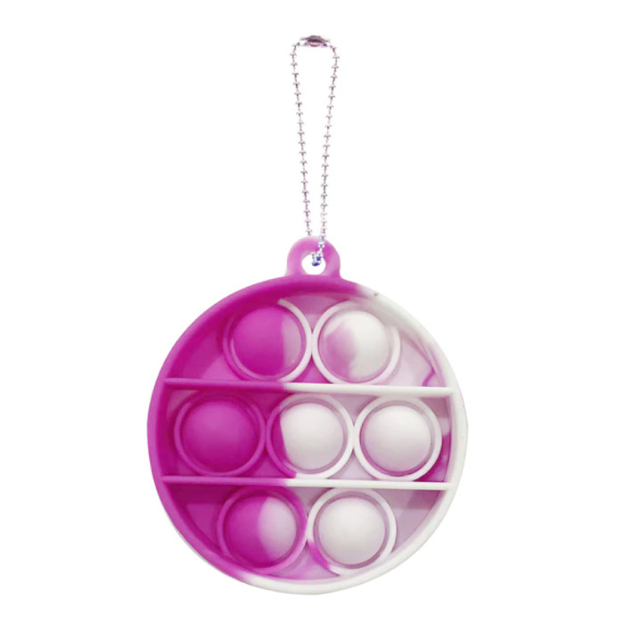 Pop It - Juguete antiestrés lavado antiestrés con forma de burbuja, círculo de silicona, púrpura y blanco