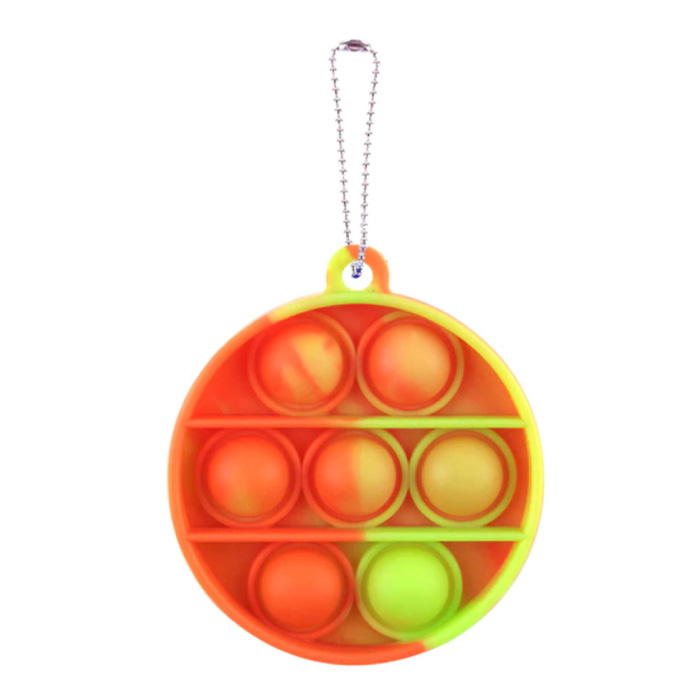 Pop It - Giocattolo antistress lavato Fidget Bubble Toy in silicone rotondo arancione-giallo