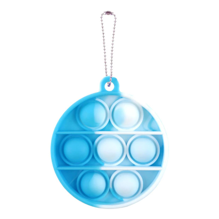 Stuff Certified® Pop It - Washed Fidget Giocattolo antistress Bubble Toy Cerchio in silicone Blu-Bianco