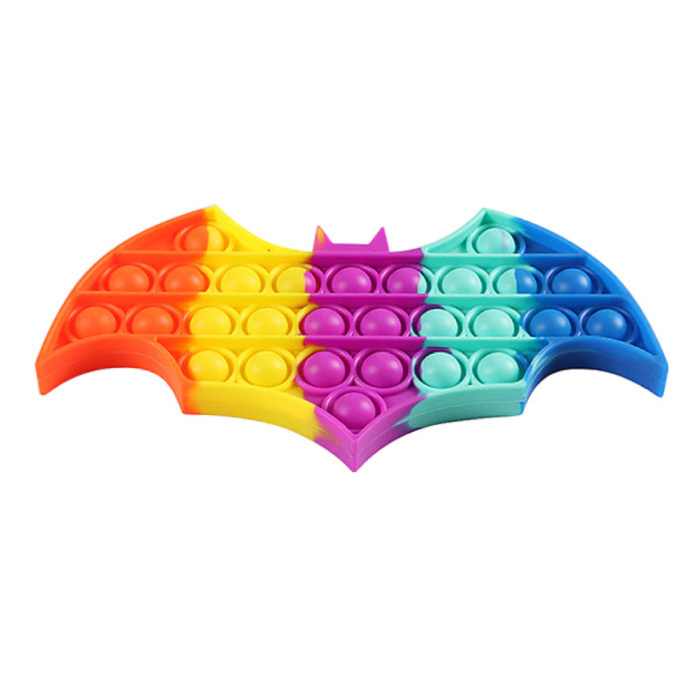 Pop It - Fidget Anti Stress Toy Bubble Toy Silicone Bat Rainbow