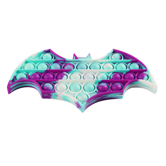 Pop It - Fidget Anti Stress Toy Bubble Toy Pipistrello in silicone Viola-Blu-Bianco