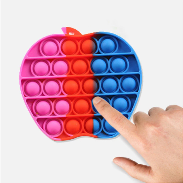 Pop It - Zappeln Anti Stress Spielzeug Bubble Toy Silikon Apfel Pink-Rot-Blau