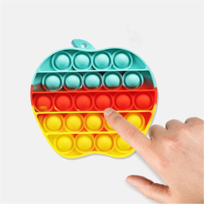 Pop It - Fidget Anti Stress Speelgoed Bubble Toy Siliconen Appel Blauw-Rood-Geel