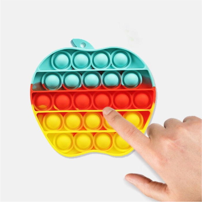 Pop It - Fidget Anti Stress Toy Bubble Toy Silicone Pomme Bleu-Rouge-Jaune