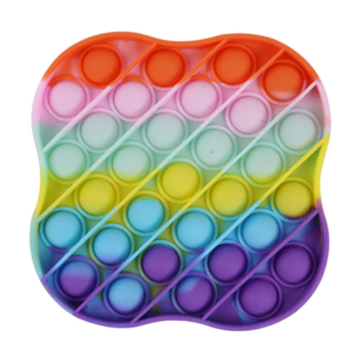 Pop It - Washed Fidget Anti Stress Speelgoed Bubble Toy Siliconen Vierkant Regenboog