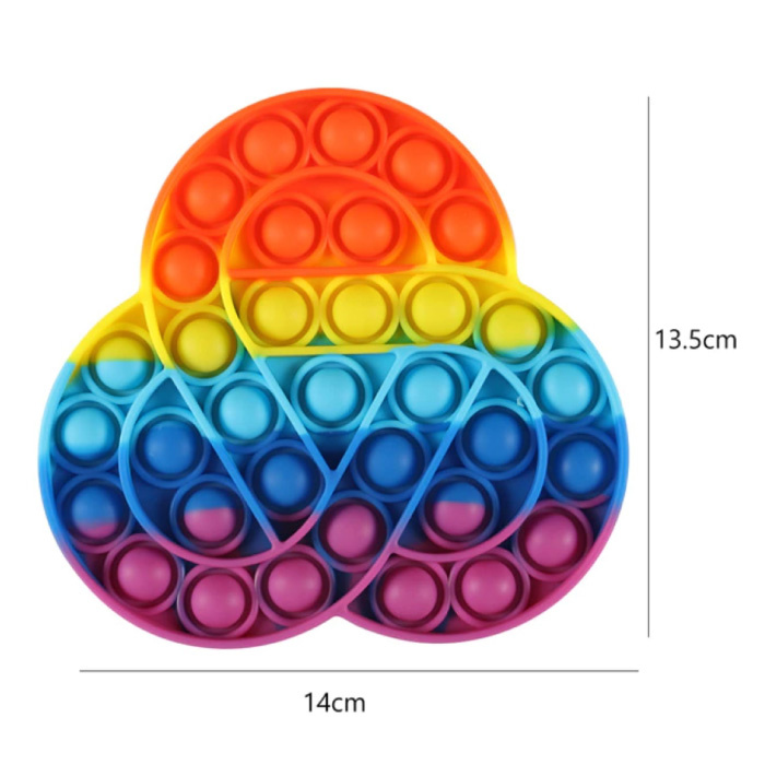 Pop It - Zappeln Anti Stress Spielzeug Bubble Toy Silikon Triple Circle Rainbow