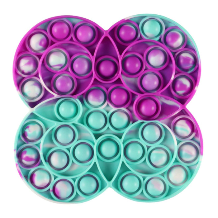 Pop It - Fidget Anti Stress Speelgoed Bubble Toy Siliconen Viervoudig Rondje Blauw-Paars-Wit