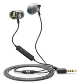 QKZ Słuchawki douszne DM7 z mikrofonem i elementami sterującymi - Słuchawki AUX 3,5 mm Regulacja głośności Słuchawki przewodowe Słuchawki czarne