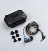QKZ Słuchawki douszne DM7 z mikrofonem i elementami sterującymi - Słuchawki AUX 3,5 mm Regulacja głośności Słuchawki przewodowe Słuchawki czarne