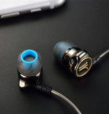 QKZ DM7 Oordopjes met Microfoon en Controls - 3.5mm AUX Oortjes Volumebeheer Wired Earphones Oortelefoon Zwart