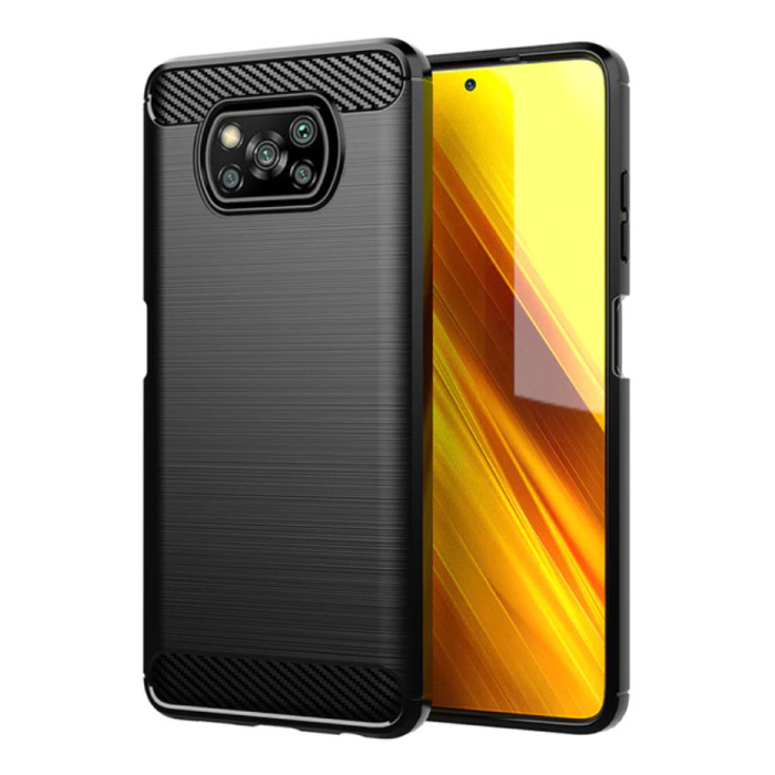 Funda Xiaomi Poco X3 Pro - Funda a prueba de golpes con textura de fibra de carbono Funda de goma negra