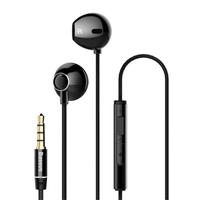 Encok H06 Oortjes met Microfoon en Volume Controls - 3.5mm AUX Oordopjes Wired Earphones Oortelefoon Zwart