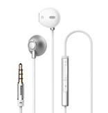 Baseus Encok H06-Kopfhörer mit Mikrofon- und Lautstärkeregler - 3,5-mm-AUX-Kopfhörer Kabelgebundene Kopfhörer Kopfhörer Weiß