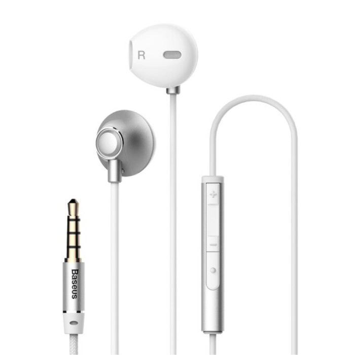 Encok H06 Earphones with Microphone and Volume Controls - 3.5mm AUX Earphones Wired Earphones Earphone White