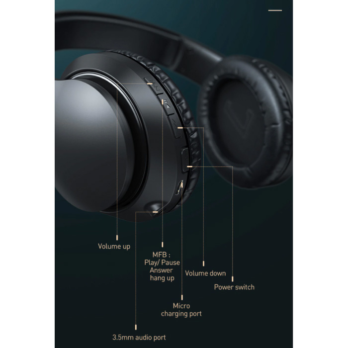 Baseus Casque sans fil Encok D07 avec microphone omnidirectionnel - Casque sans fil Bluetooth Gaming stéréo