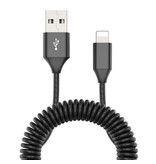 Nohon Cable de carga rizado para iPhone Lightning - Cable de datos de resorte en espiral 2A Cable de cargador de 1.8 metros Negro