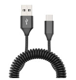 Nohon Câble de charge courbé pour USB-C - Câble de données à ressort en spirale 2A Câble de chargeur de 1,8 mètre noir