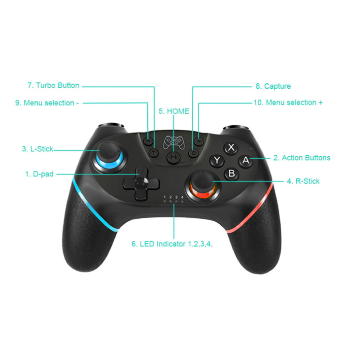 Stuff Certified® Gaming Controller for Nintendo Switch - NS Bluetooth Gamepad with Vibration Gray