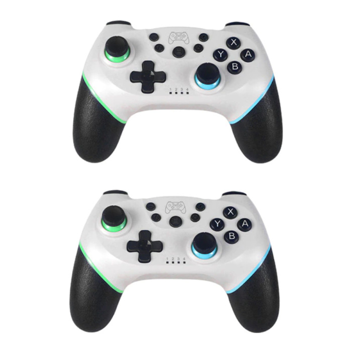 Paquete de 2 controladores de juegos para Nintendo Switch - NS Bluetooth Gamepad con vibración blanca