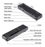 Vandlion Mini caméra de sécurité avec éclairage d'appoint - Alarme de détection de mouvement de caméscope HD 1080p noir