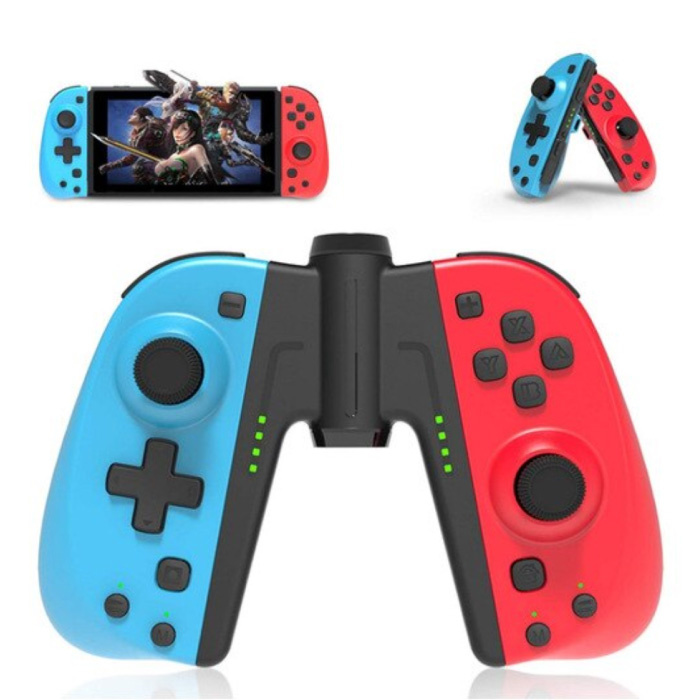 Manette de jeu pour Nintendo Switch - Manette de jeu Bluetooth NS avec vibration bleu-rouge
