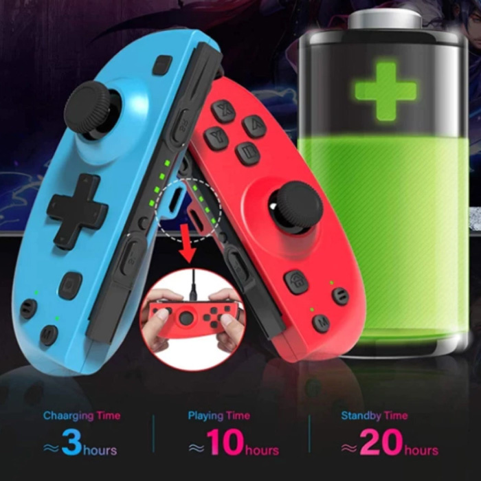 Stuff Certified® Controlador de juegos para Nintendo Switch - NS Bluetooth Gamepad Joy Pad con vibración azul-rojo