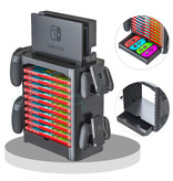 Saivitem Multifunktionsständer für Nintendo Switch Console und Spiele - NS Controller Stand Game Holder Schwarz