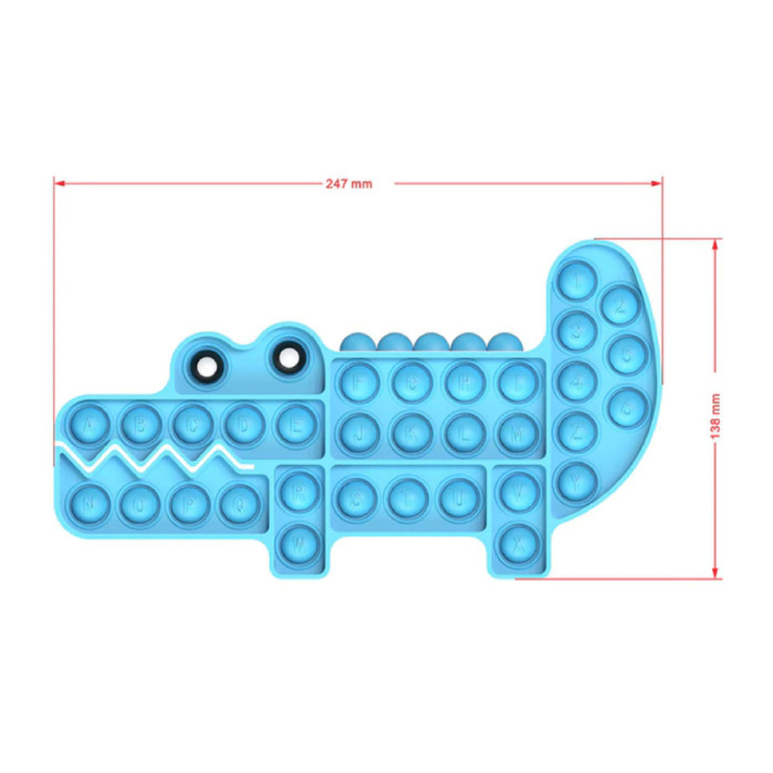 Stuff Certified® Pop It - Zappeln Anti Stress Spielzeug Bubble Toy Silikon Krokodil Blau