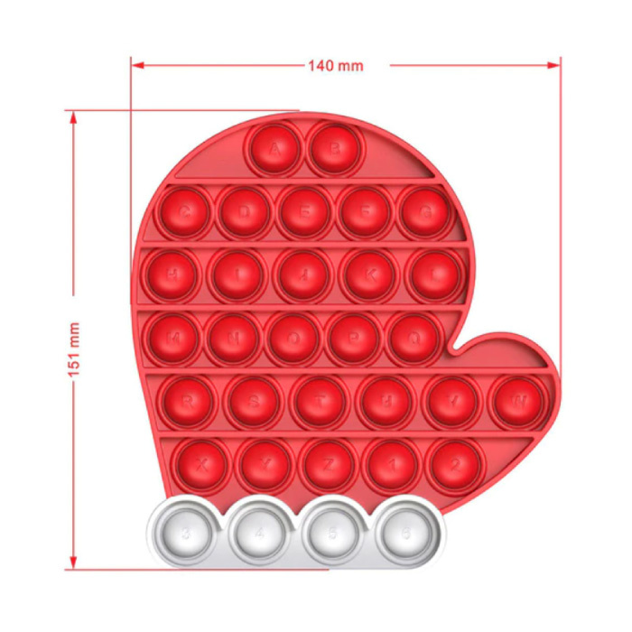 Pop It - Fidget Anti Stress Toy Bubble Toy Guanto natalizio in silicone rosso