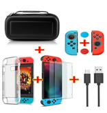 Erilles 6 in 1 Kit für Nintendo Switch - NS Aufbewahrungstasche / Gehäuse / Displayschutzfolie / Kabel / Knopfkappen