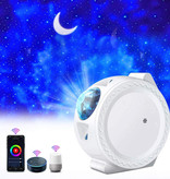 Stuff Certified® Proiettore di stelle - Lampada da tavolo Bluetooth Starry Sky Music Mood Lamp Bianco