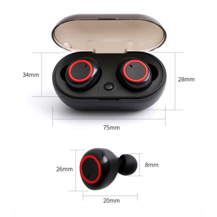 A2 Wireless Earphones Touch Control Earbuds TWS Bluetooth 5.0 Earphones Earbuds Earphones Black Red