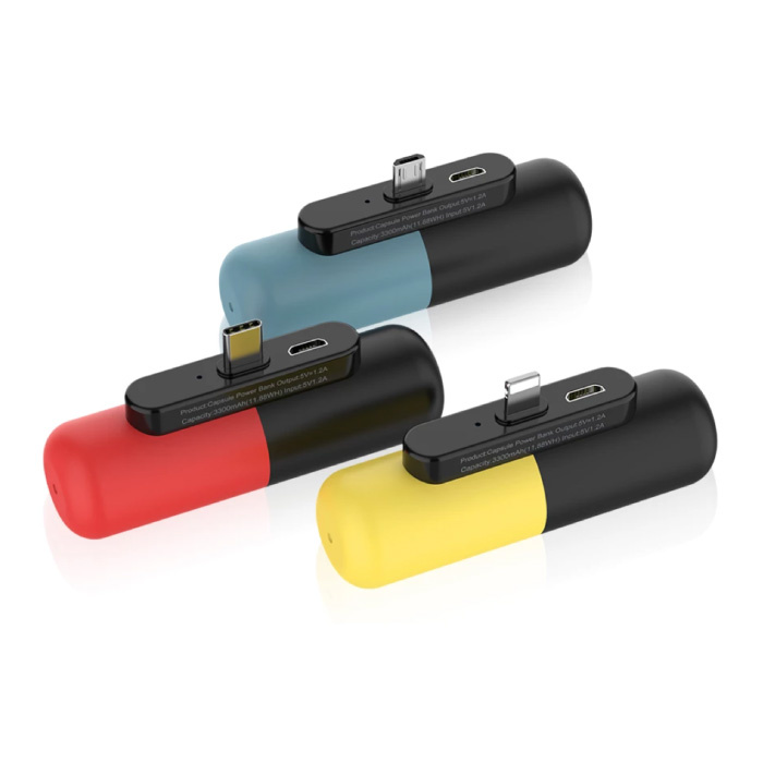 Stuff Certified® Mini Powerbank 3300mAh pour iPhone Lightning - Chargeur de batterie de secours externe Rouge