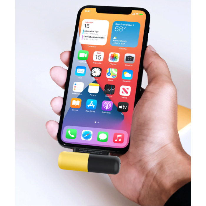 Stuff Certified® Mini Powerbank 3300mAh voor USB-C - Externe Noodaccu Batterij Oplader Geel