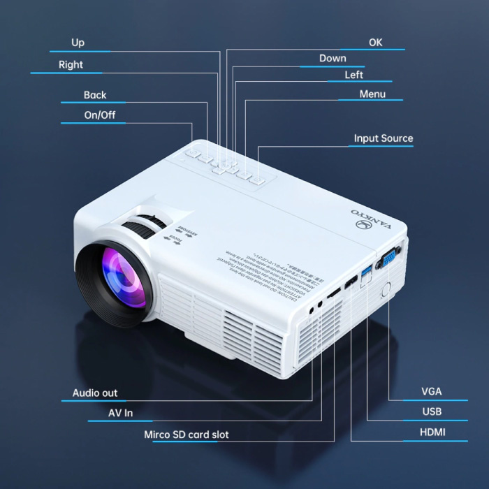 Vankyo Projecteur LED Leisure C3MQ - Beamer Home Media Player Theatre Cinema Black