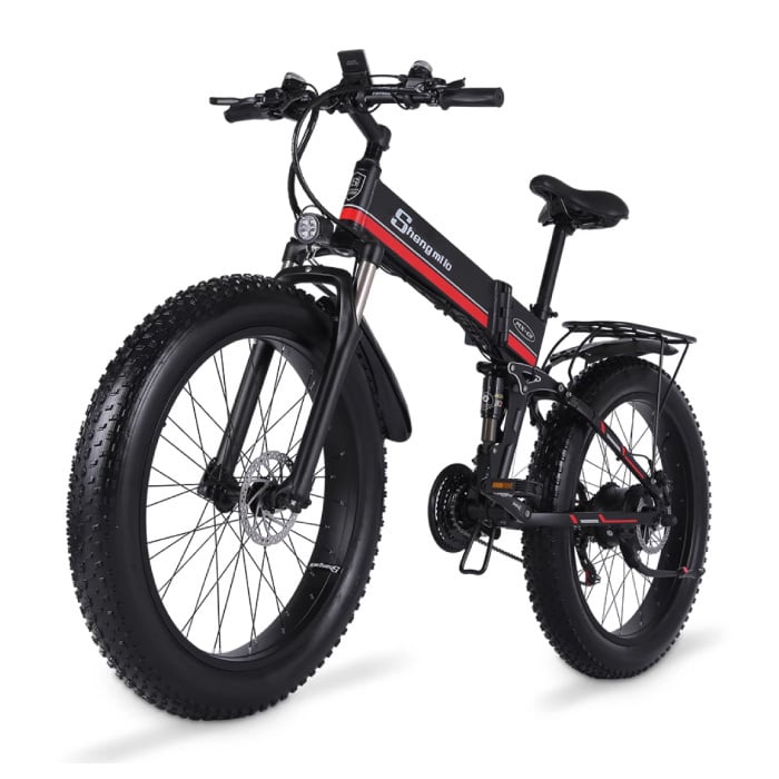 Bicicleta eléctrica plegable MX01 - Bicicleta eléctrica inteligente todoterreno - 500W - Batería de 12,8 Ah - Rojo