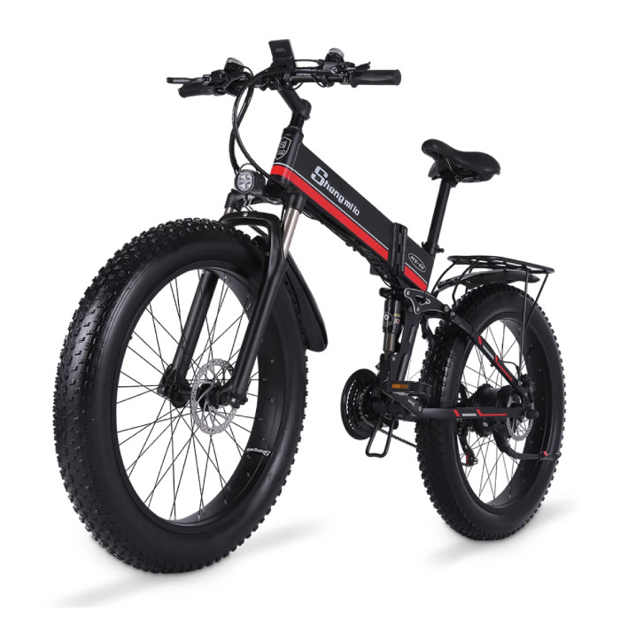 Shengmilo Bicicleta eléctrica plegable MX01 - Bicicleta eléctrica inteligente todoterreno - 500W - Batería de 12,8 Ah - Rojo