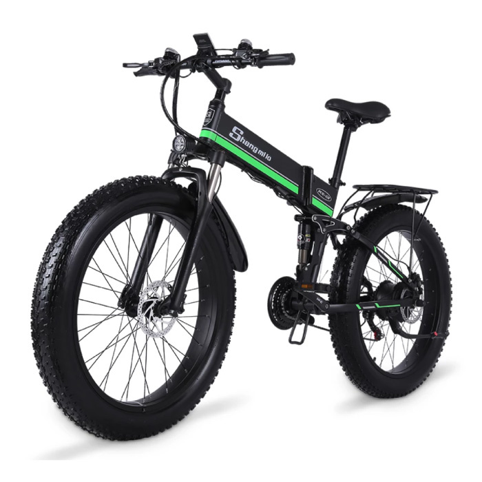 Bicicleta eléctrica plegable MX01 - Bicicleta eléctrica inteligente todoterreno - 500W - Batería de 12,8 Ah - Verde