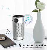 BYINTEK Proiettore e altoparlante Bluetooth P7 - Versione da 8 GB Android LED Beamer Lettore multimediale domestico Teatro Cinema Argento