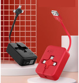 Ilano Cable de carga retráctil 3 en 1 - iPhone Lightning / USB-C / Micro-USB - Cable de datos de cargador de 1 metro Negro