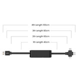 Ilano Cable de carga retráctil 3 en 1 - iPhone Lightning / USB-C / Micro-USB - Cable de datos de cargador de 1 metro Negro