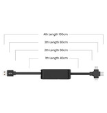 Ilano Wysuwany kabel ładujący 3 w 1 - iPhone Lightning / USB-C / Micro-USB - 1 metrowy kabel danych ładowarki Czarny